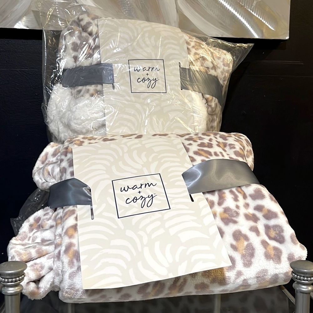 Warm and Cozy matching sets: throw blanket with matching slippers